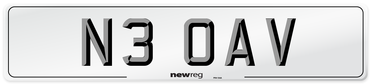 N3 OAV Number Plate from New Reg